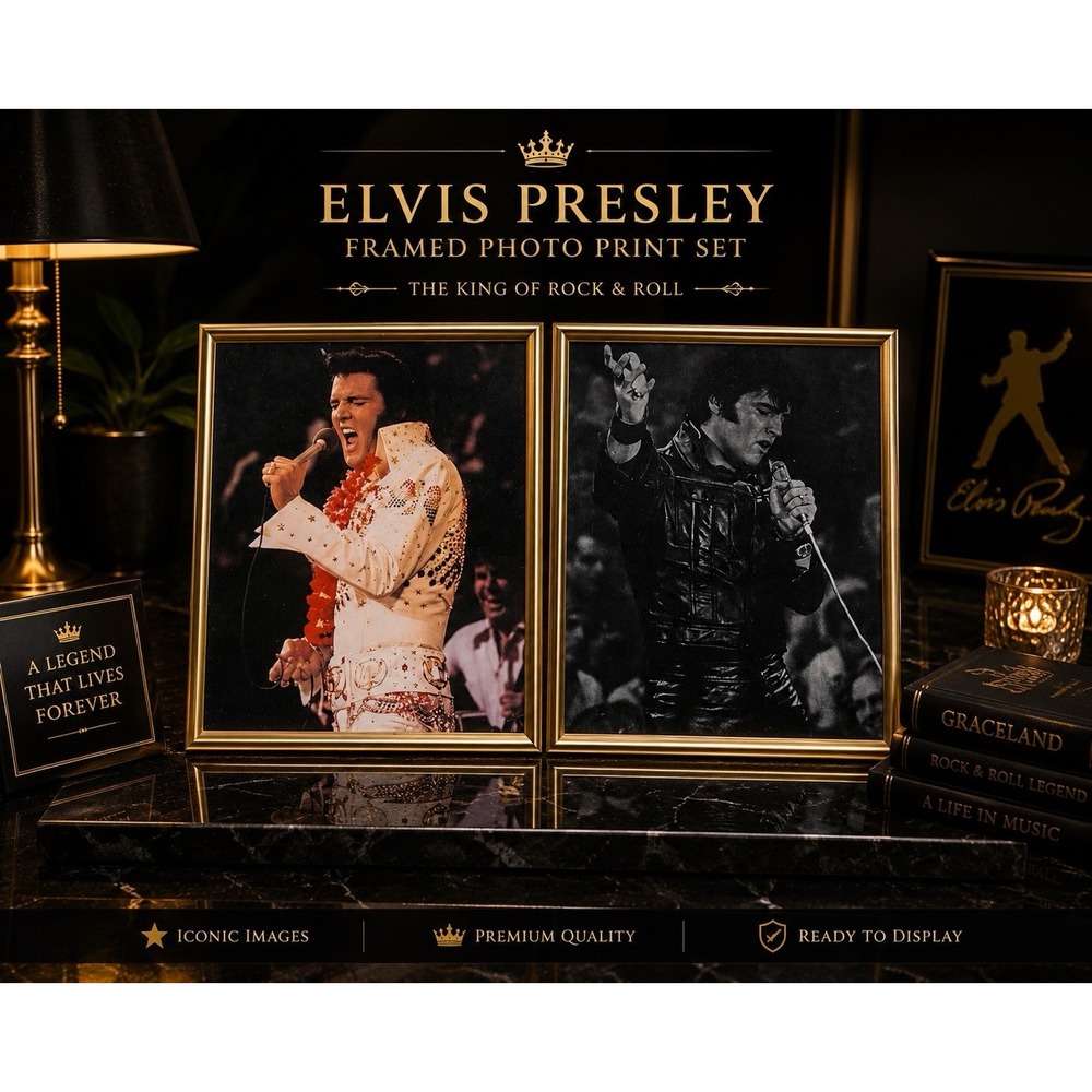 Vintage Elvis Presley Framed Portrait Collection Set Of 2 Music Memorabilia 8x10